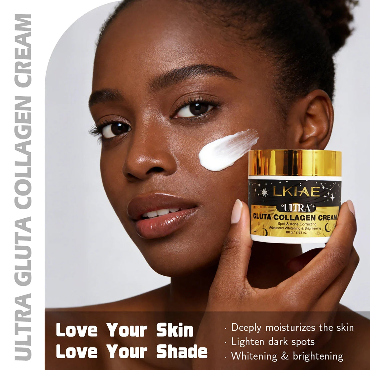 Application de la crème LKIAE ULTRA Gluta Collagen sur le visage
