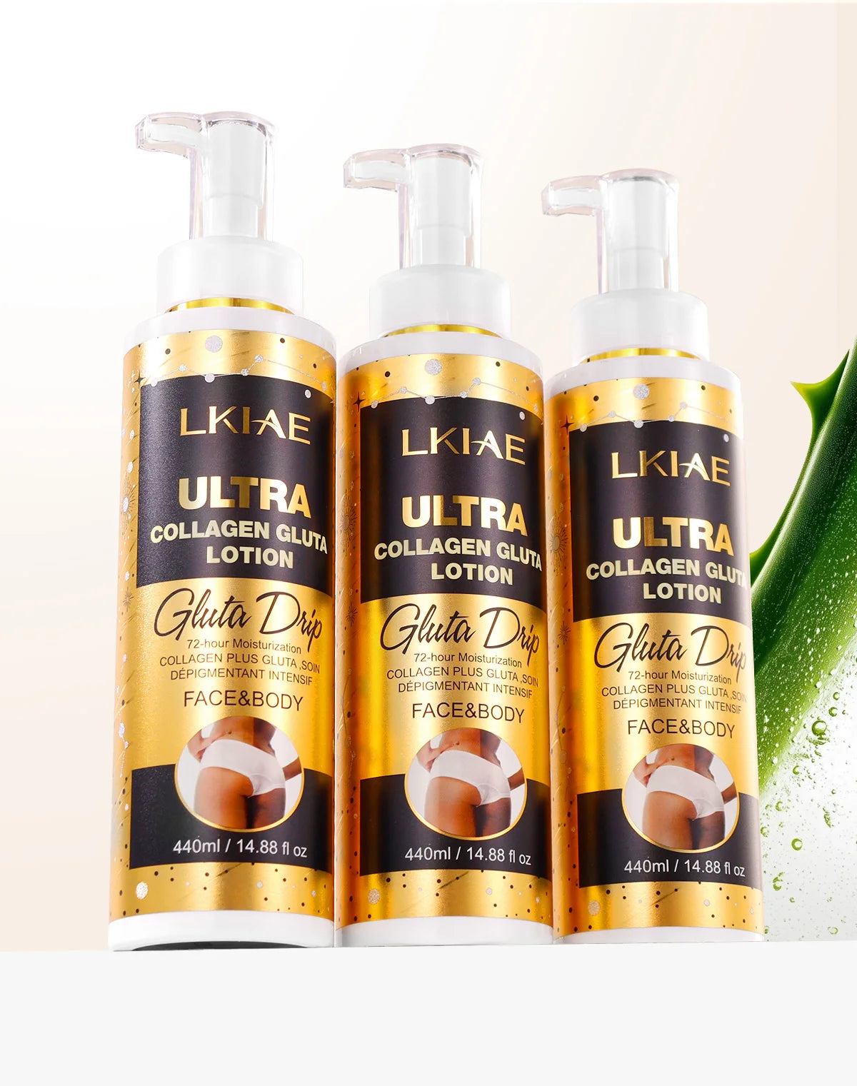Lotion LKIAE ULTRA Collagen Gluta — pack de 3 flacons