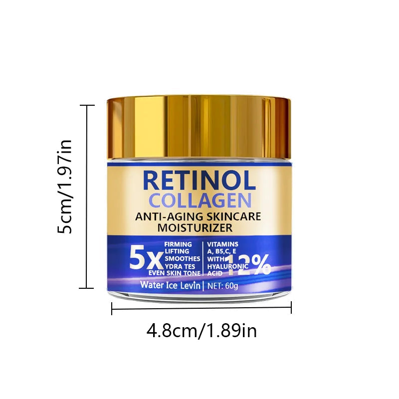Retinol & Collagen Face Cream 60g, Anti-Aging Firming Moisturizer with Hyaluronic Acid, Fast Delivery FRESKA