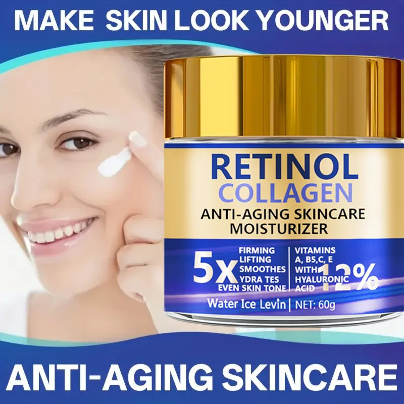 Retinol & Collagen Face Cream 60g, Anti-Aging Firming Moisturizer with Hyaluronic Acid, Fast Delivery FRESKA