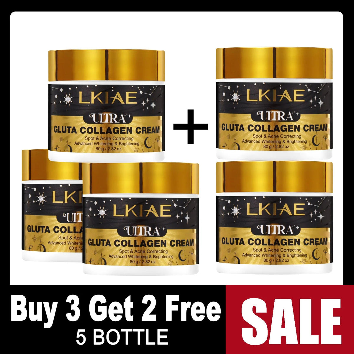 Pack promotionnel 5 crèmes LKIAE Gluta Collagen — offre Achetez 3 Obtenez 2