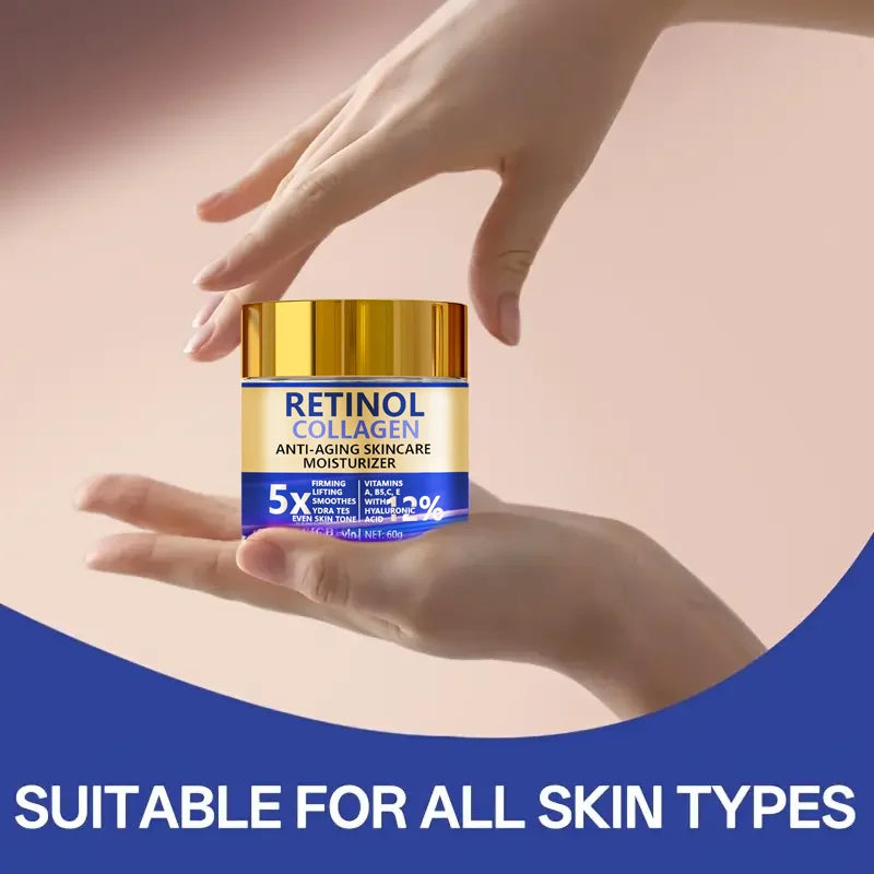 Retinol & Collagen Face Cream 60g, Anti-Aging Firming Moisturizer with Hyaluronic Acid, Fast Delivery FRESKA