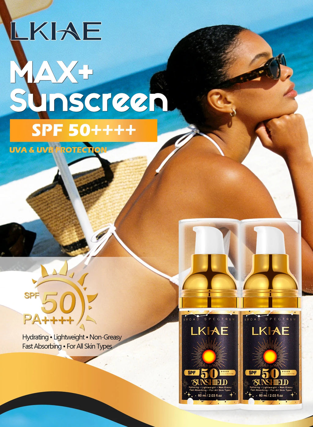 Filtre solaire LKIAE MAX+ SPF50 — protection plage UVA/UVB