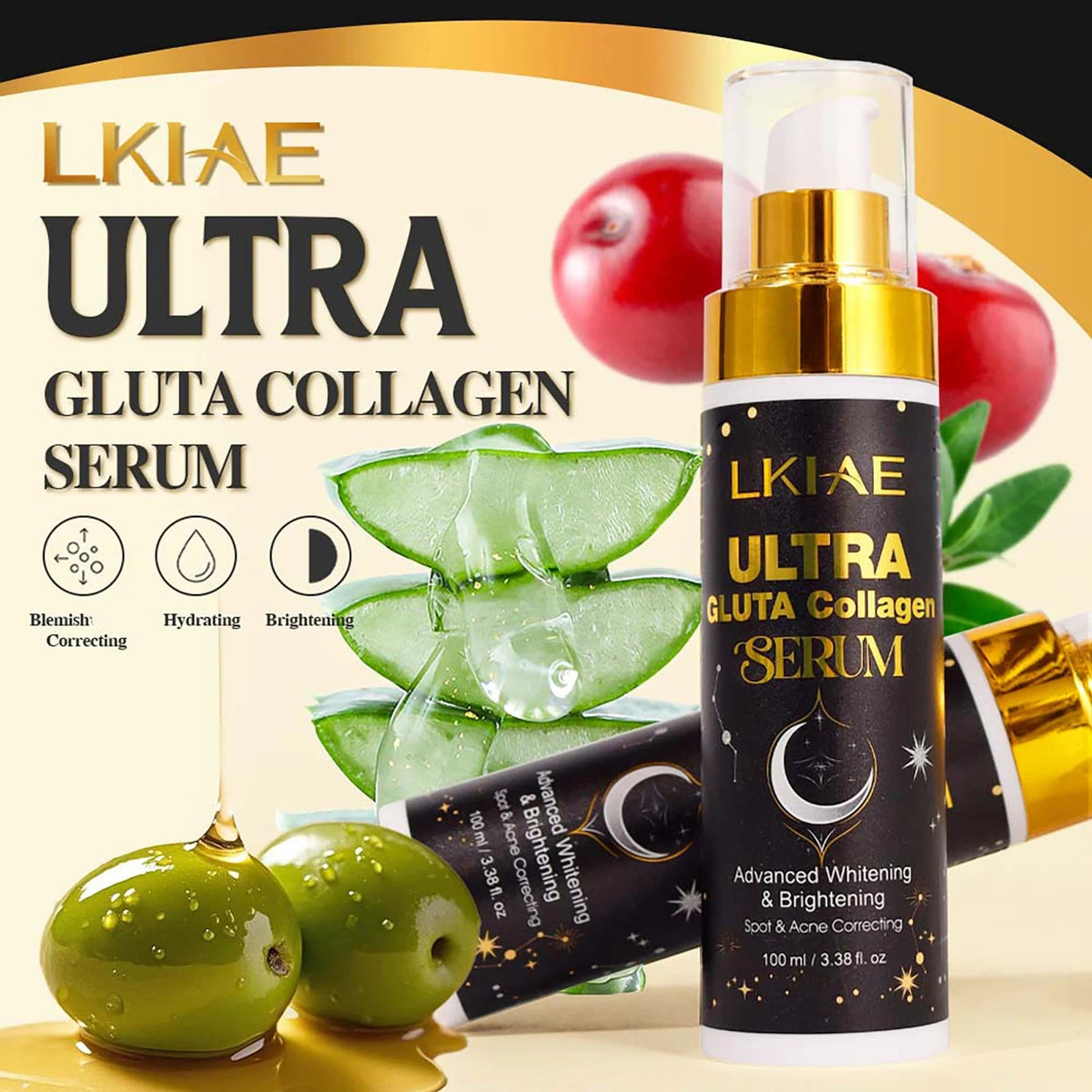 Sérum LKIAE ULTRA Gluta Collagen — aux extraits d’olive et d’aloe vera