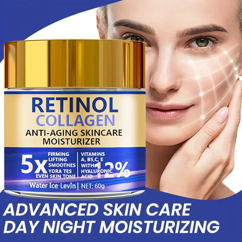 Retinol & Collagen Face Cream 60g, Anti-Aging Firming Moisturizer with Hyaluronic Acid, Fast Delivery FRESKA