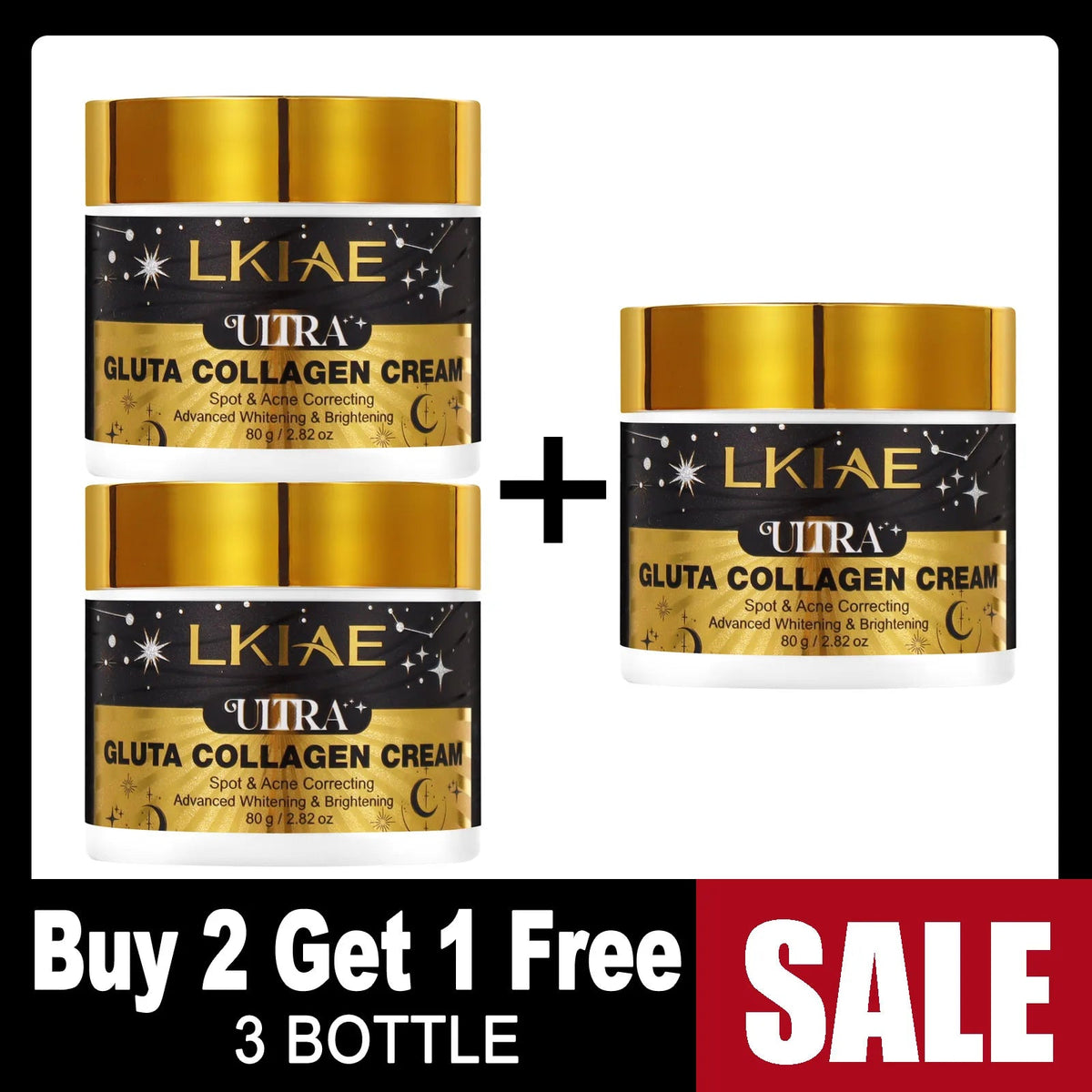 Pack promotionnel 3 crèmes LKIAE Gluta Collagen — offre Achetez 2 Obtenez 1