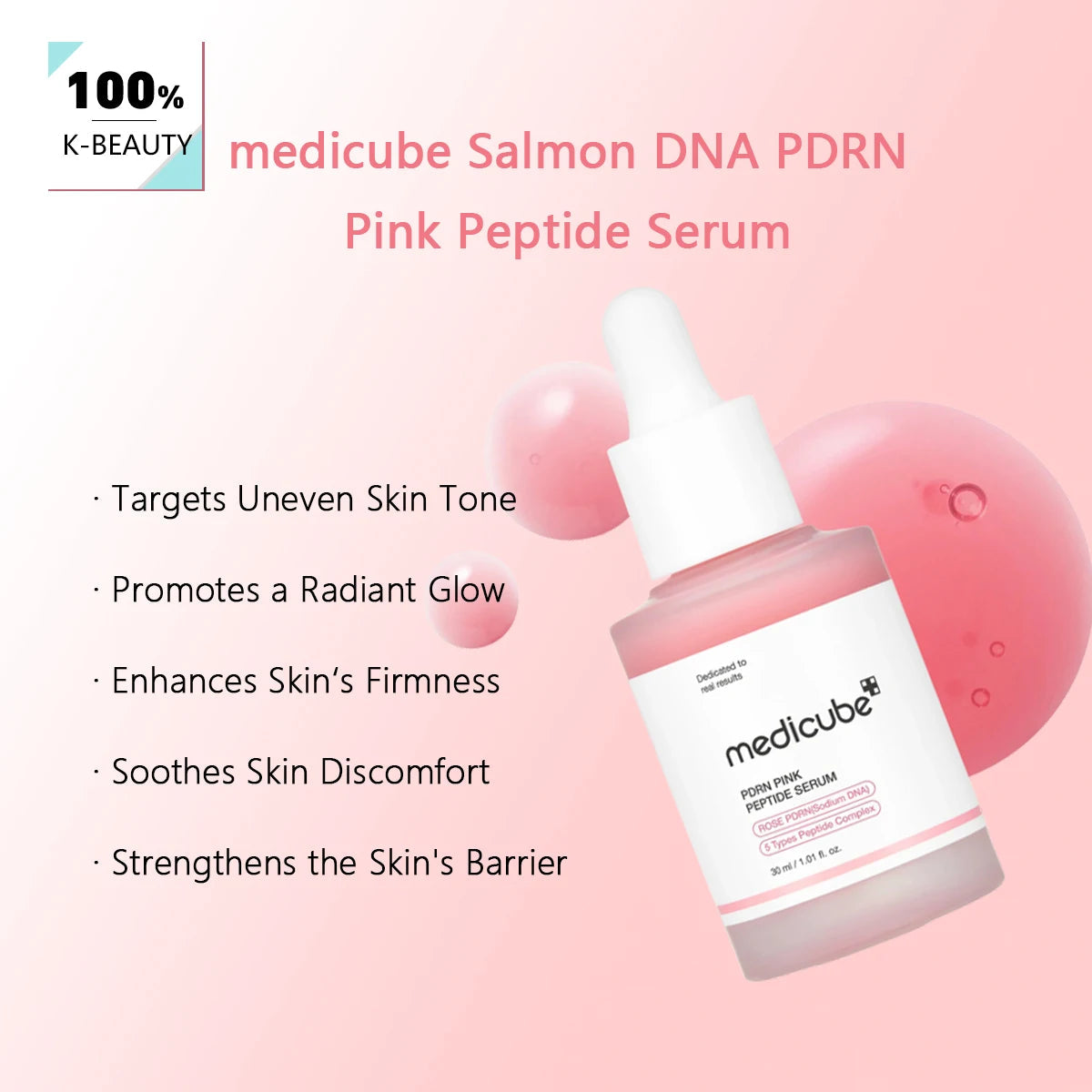 Medicube Salmon DNA PDRN Pink Peptide Serum,Serum Texture,Complex Repair Ingredients,Lifting & Firming,K-Beauty,Korean Makeup FRESKA