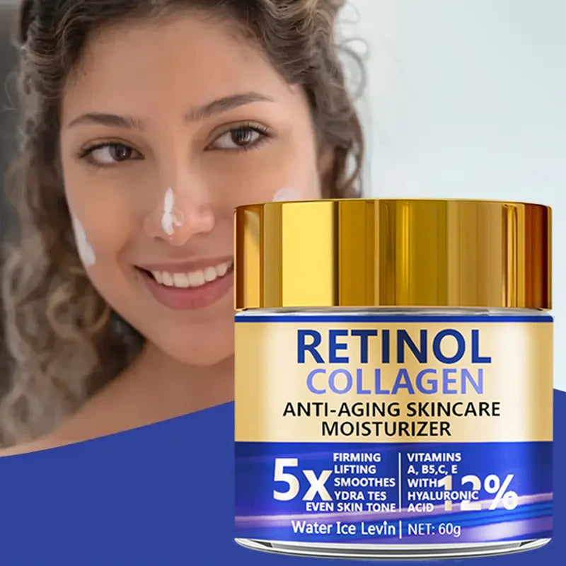 Retinol & Collagen Face Cream 60g, Anti-Aging Firming Moisturizer with Hyaluronic Acid, Fast Delivery FRESKA